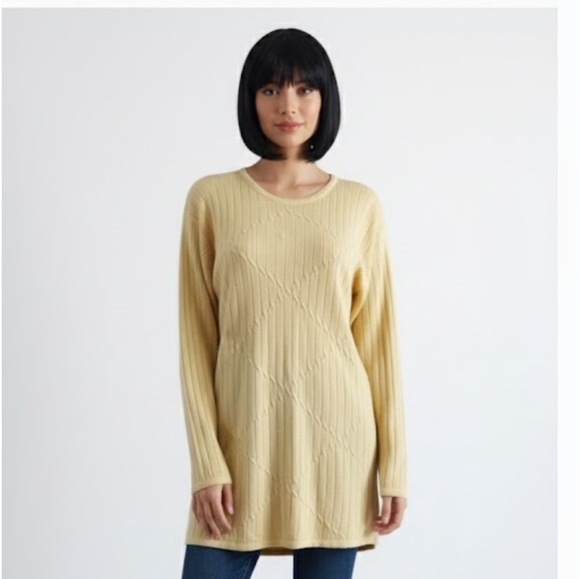 Vintage cross road light yellow long sleeves knit sweater, size M - Picture 1 of 10